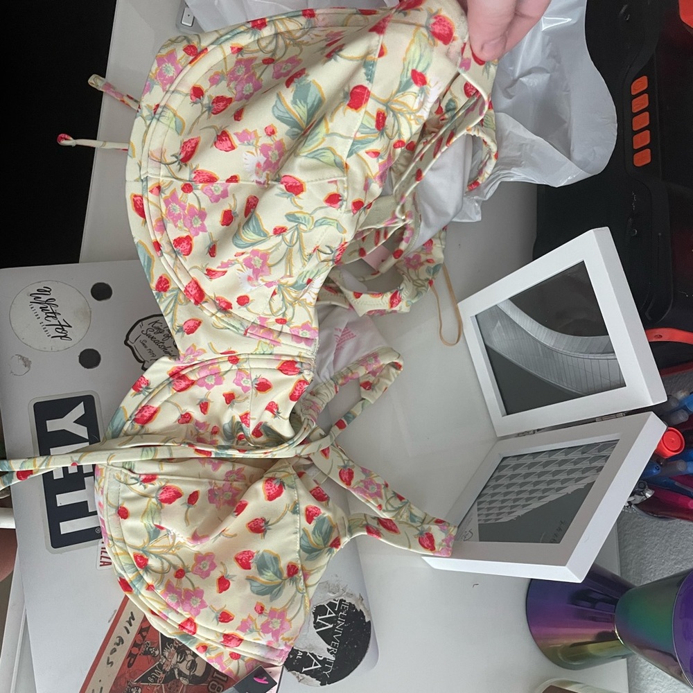 Strawberry print yellow Victoria secret bikini
